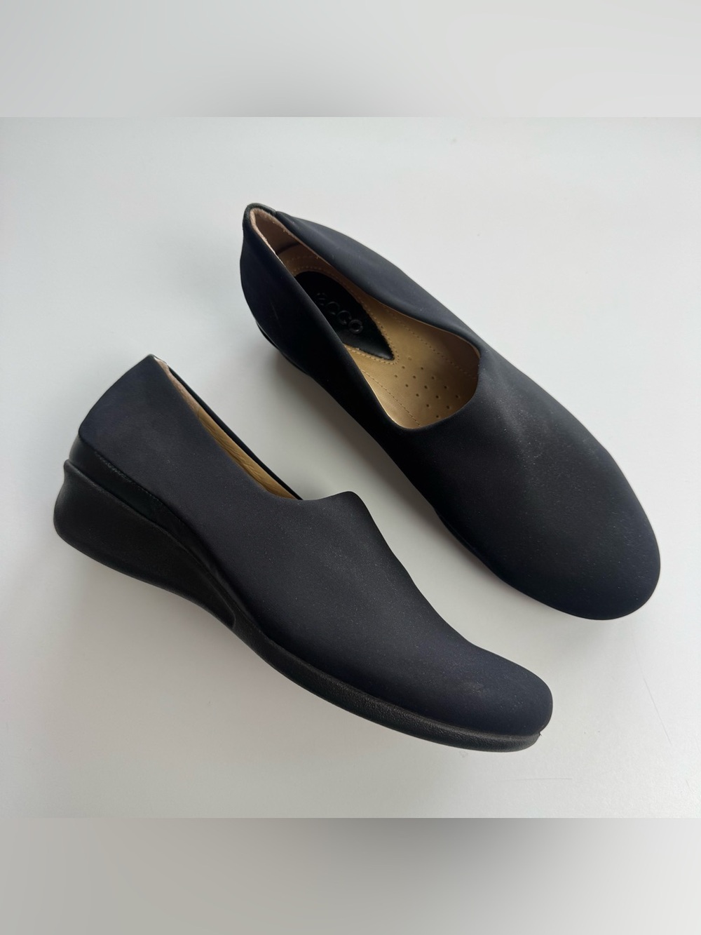 ECCO Womens Abelone Stretch Wedge Loafer Comfort Shoes Size EU 38 US 7-7.5 Black